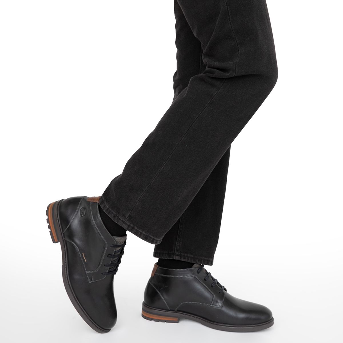 GUANTE - Botín Hombre Cuero Negro Guante