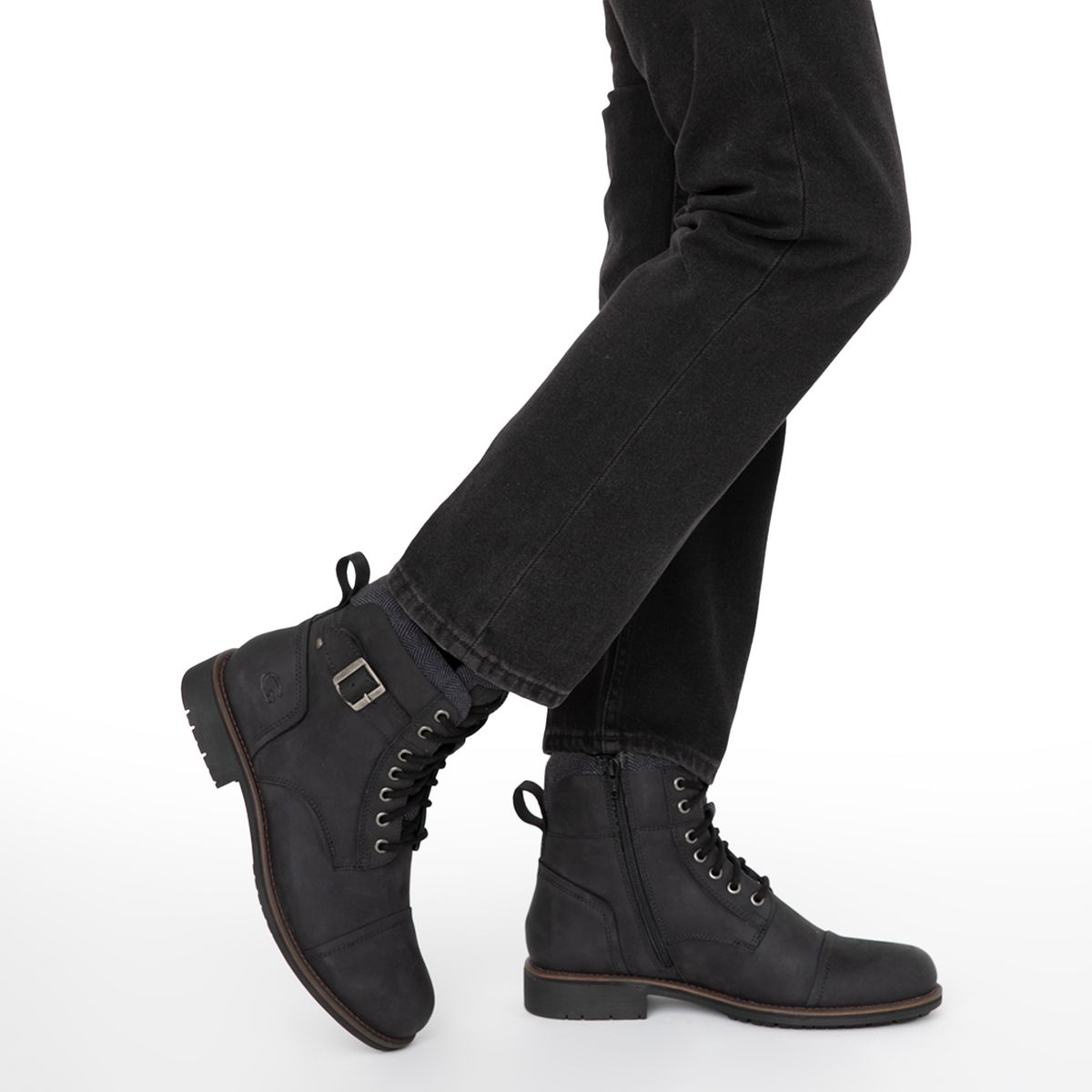 GUANTE - Botín Hombre Cuero Negro Guante