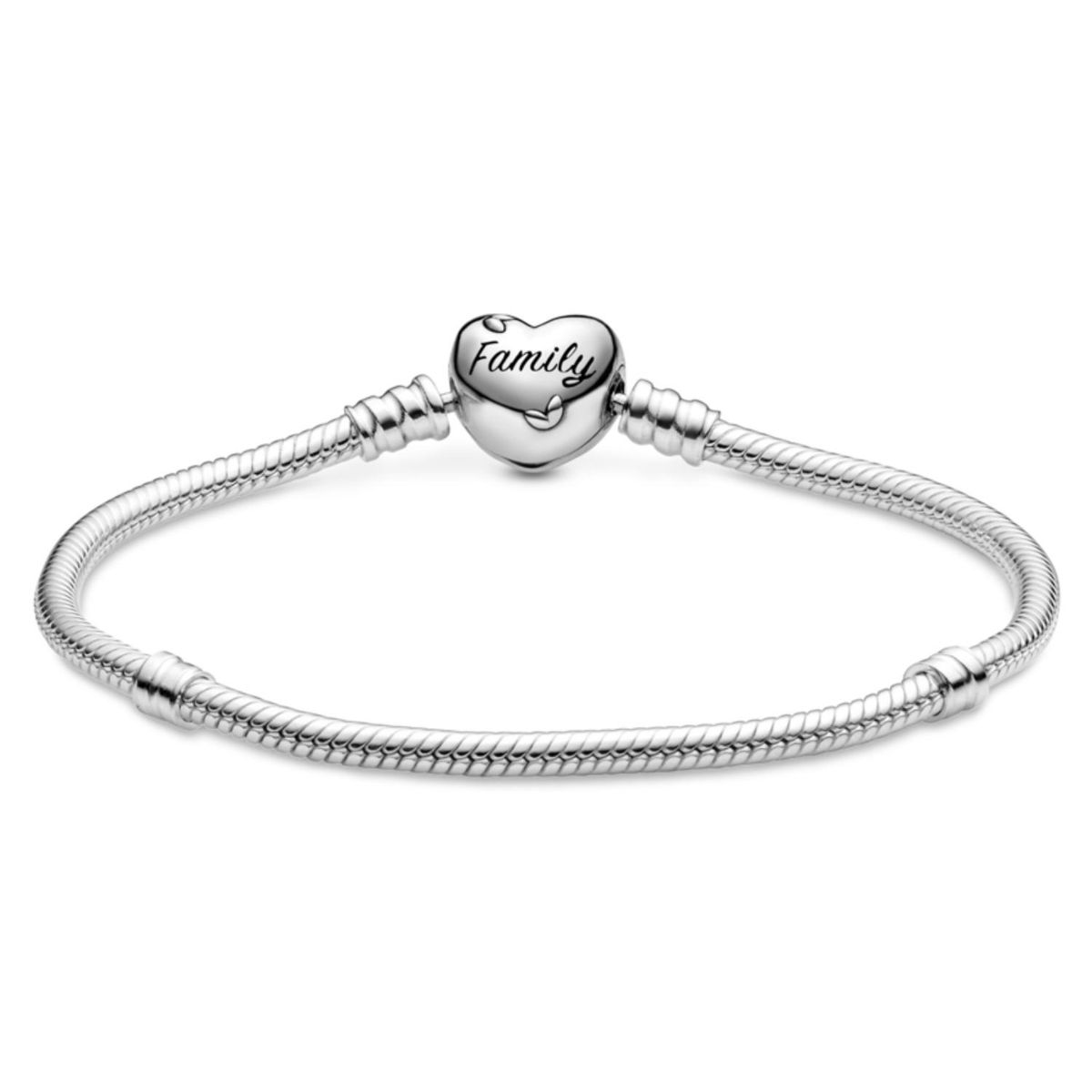 PANDORA - Pulsera Cadena Serpiente Cierre De Corazón Familia Mujer Pandora