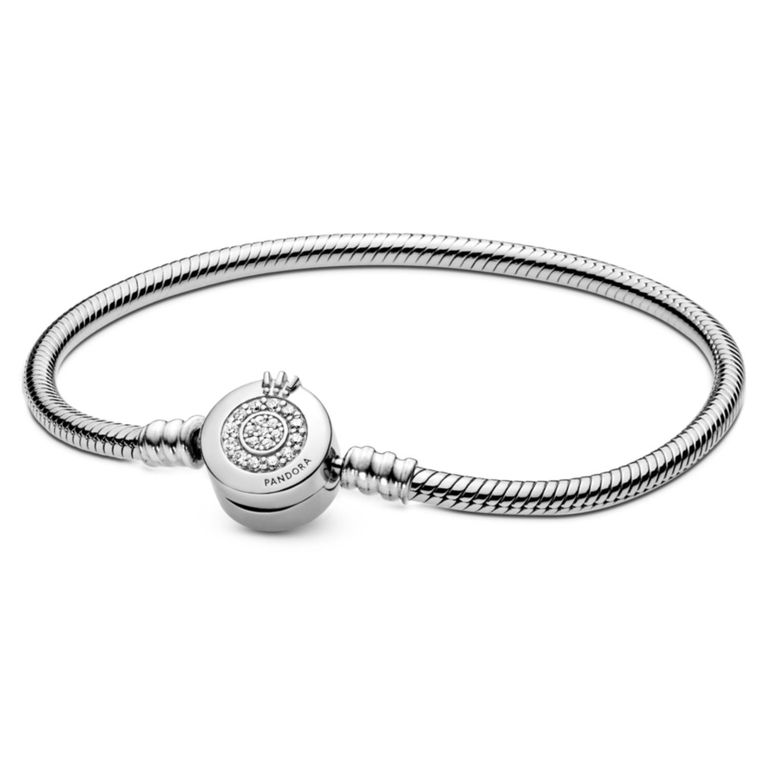 Brazalete Moments Cadena de Serpiente Corona O Resplandeciente Plata 19