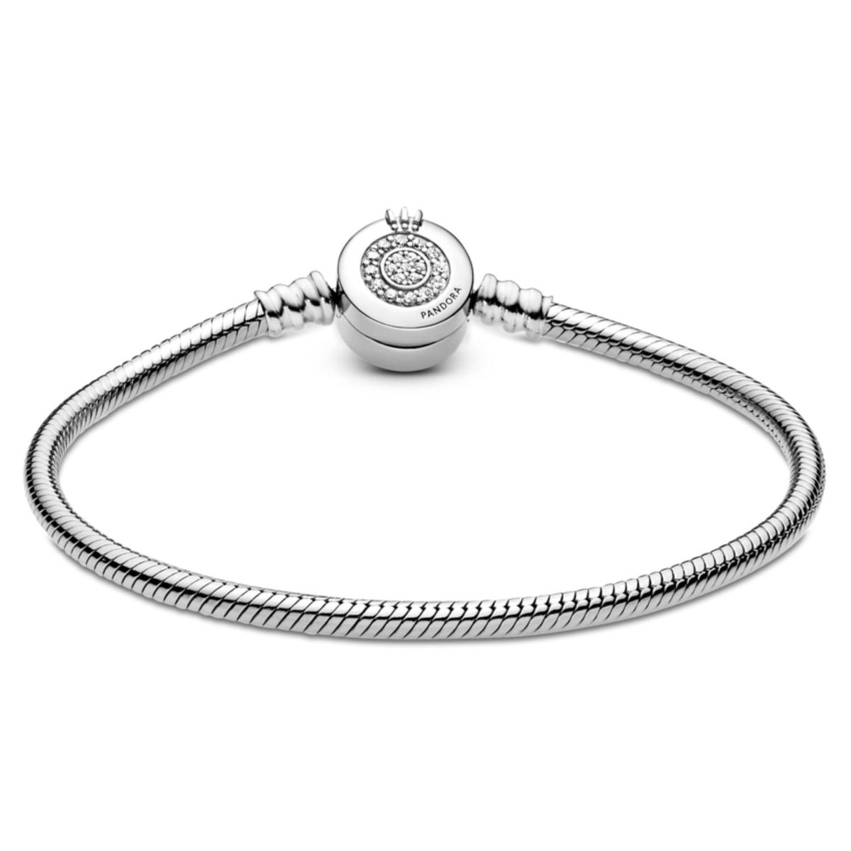 PANDORA - Brazalete Pandora Moments Cadena de Serpiente Corona O Resplandeciente Plata Pandora