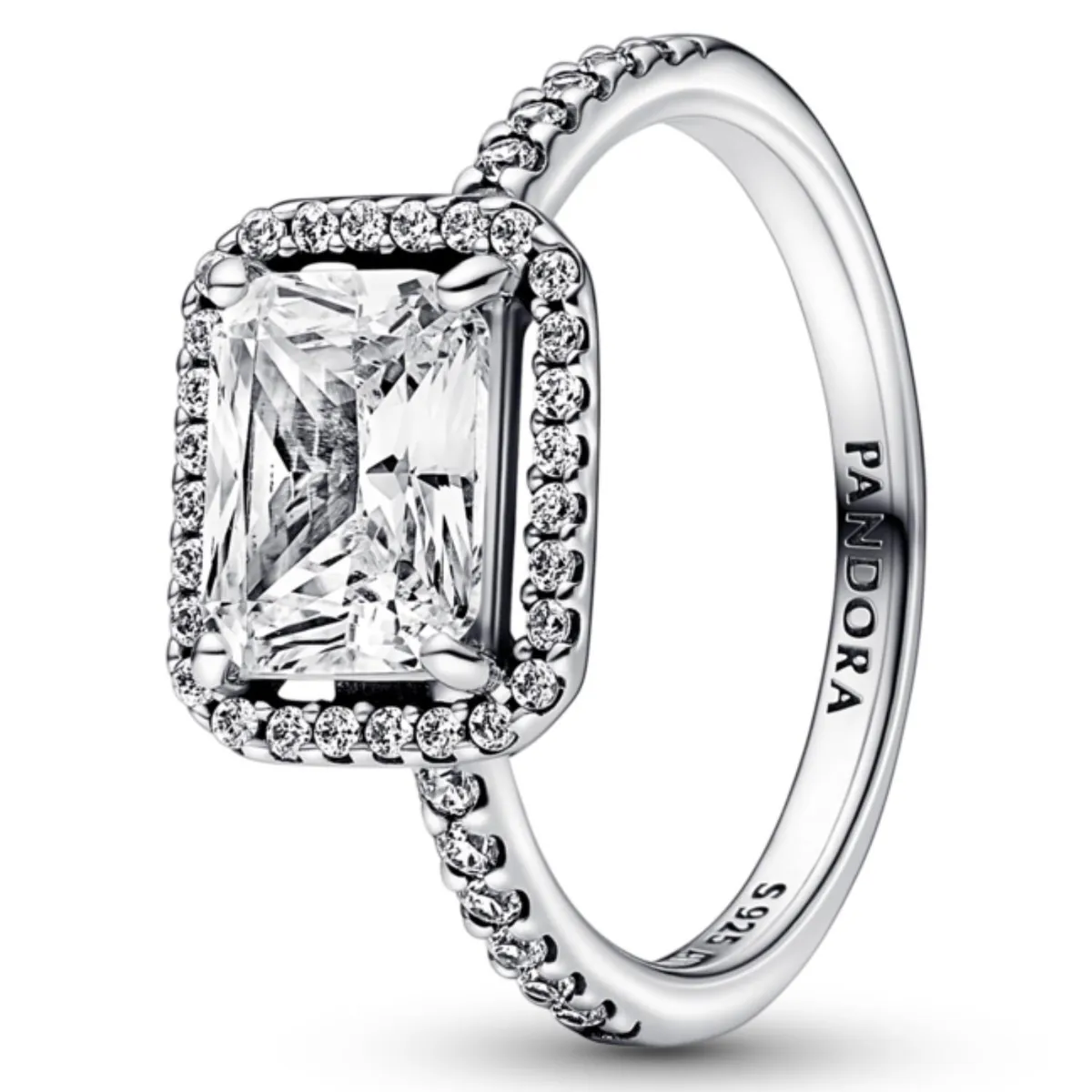 PANDORA - Anillo Halo Rectangular Brillante Mujer Pandora