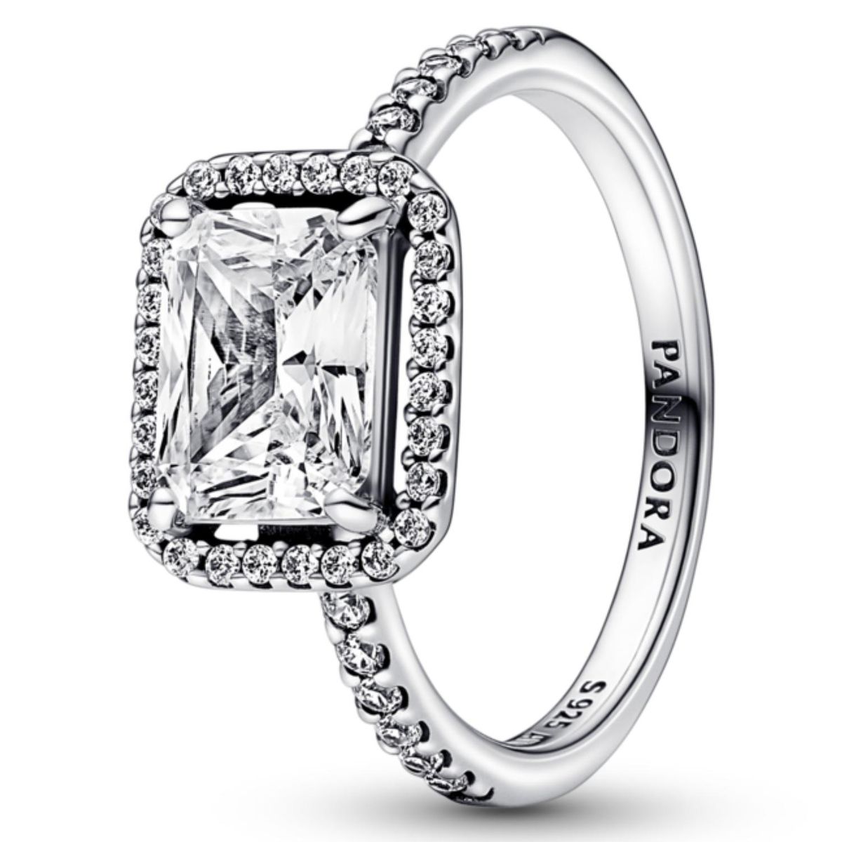 PANDORA - Anillo Halo Rectangular Brillante Mujer Pandora