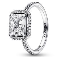 Anillo Halo Rectangular Brillante Mujer