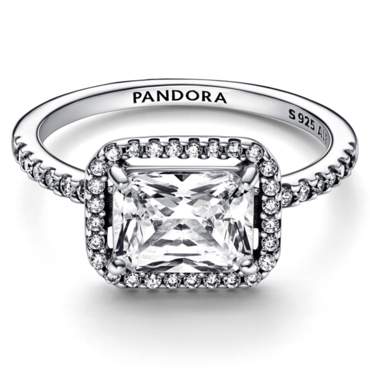 PANDORA - Anillo Halo Rectangular Brillante Mujer Pandora