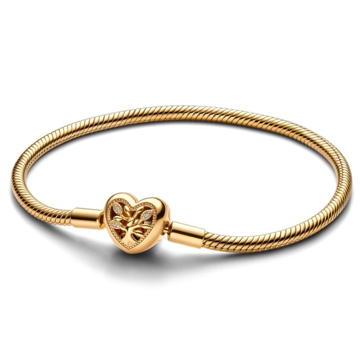 PANDORA - Brazalete Pandora Moments Cadena De Serpiente Con Cierre De Corazón Familiar Pandora