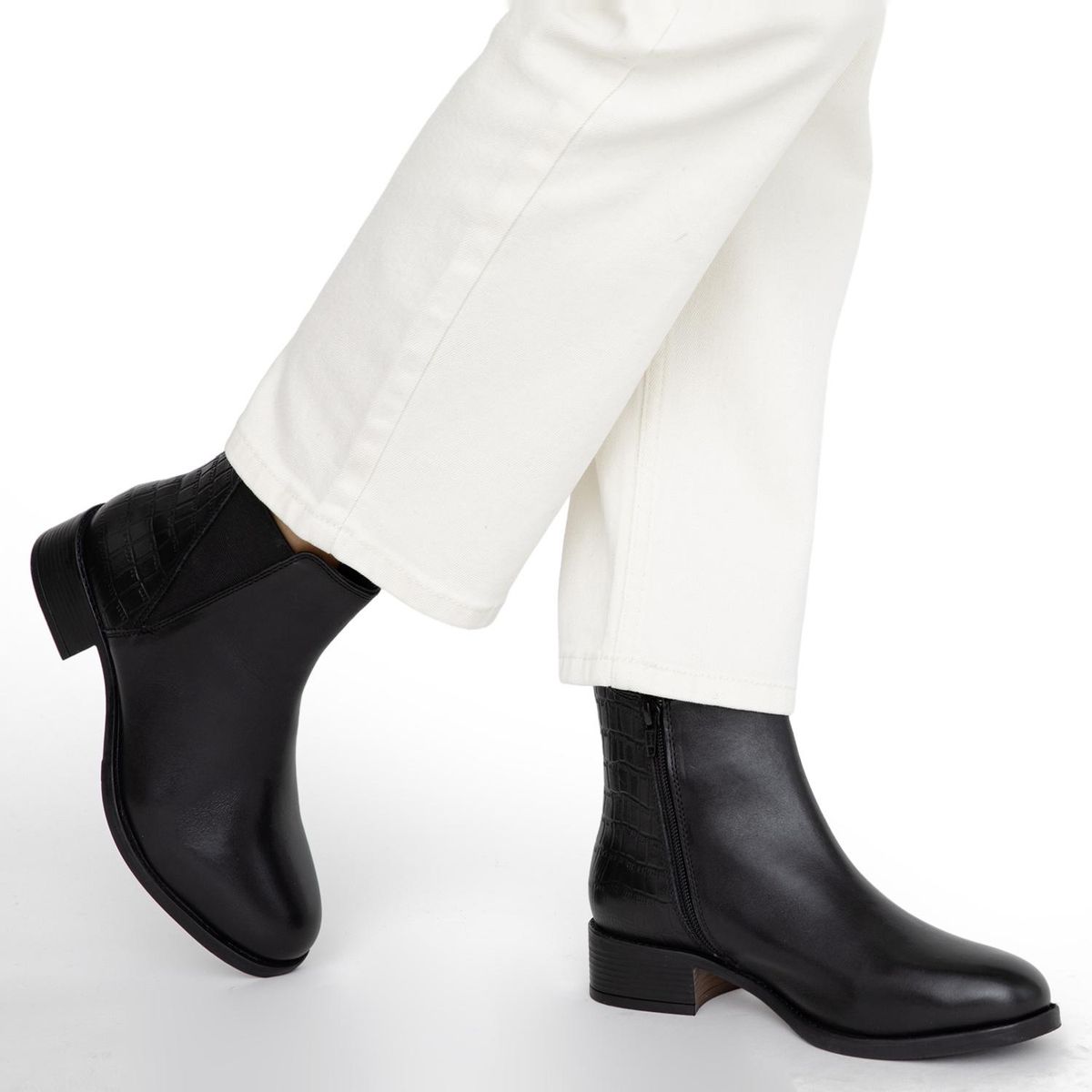 GACEL - Botin Mujer Cuero Negro Gacel