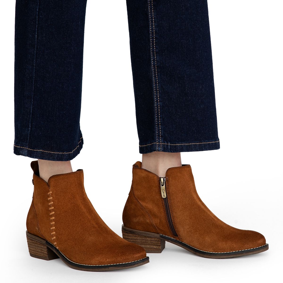 GACEL - Botin Mujer Cuero Café Gacel