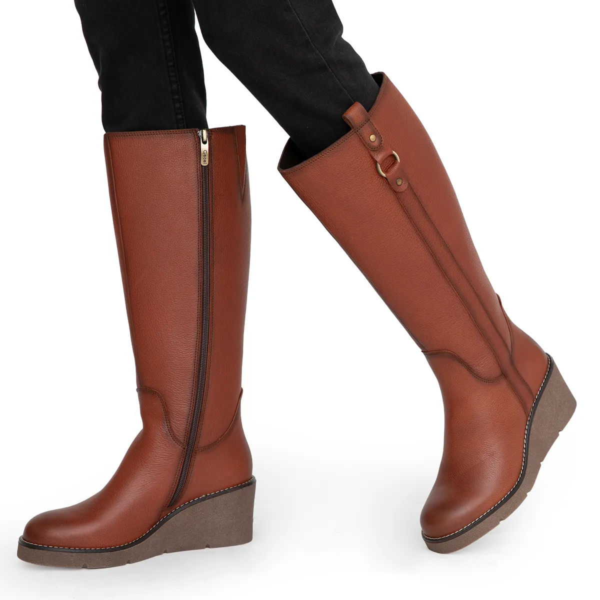 GACEL - Bota Mujer Cuero Café Gacel