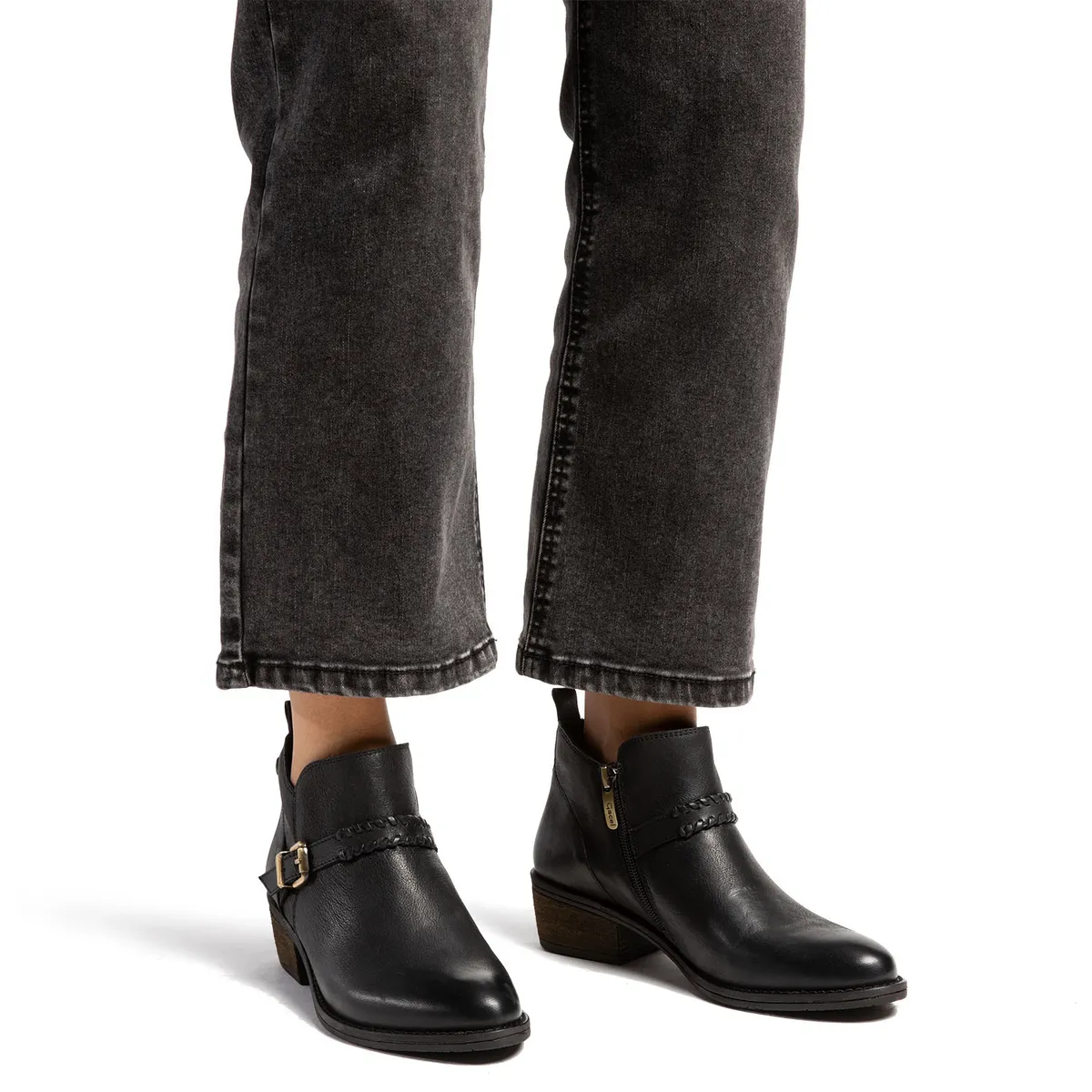 GACEL - Botin Mujer Cuero Negro Gacel