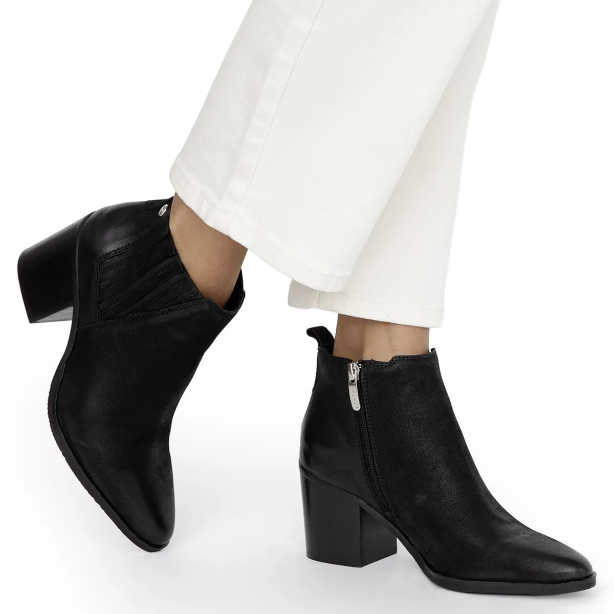 GACEL - Botin Mujer Cuero Negro Gacel