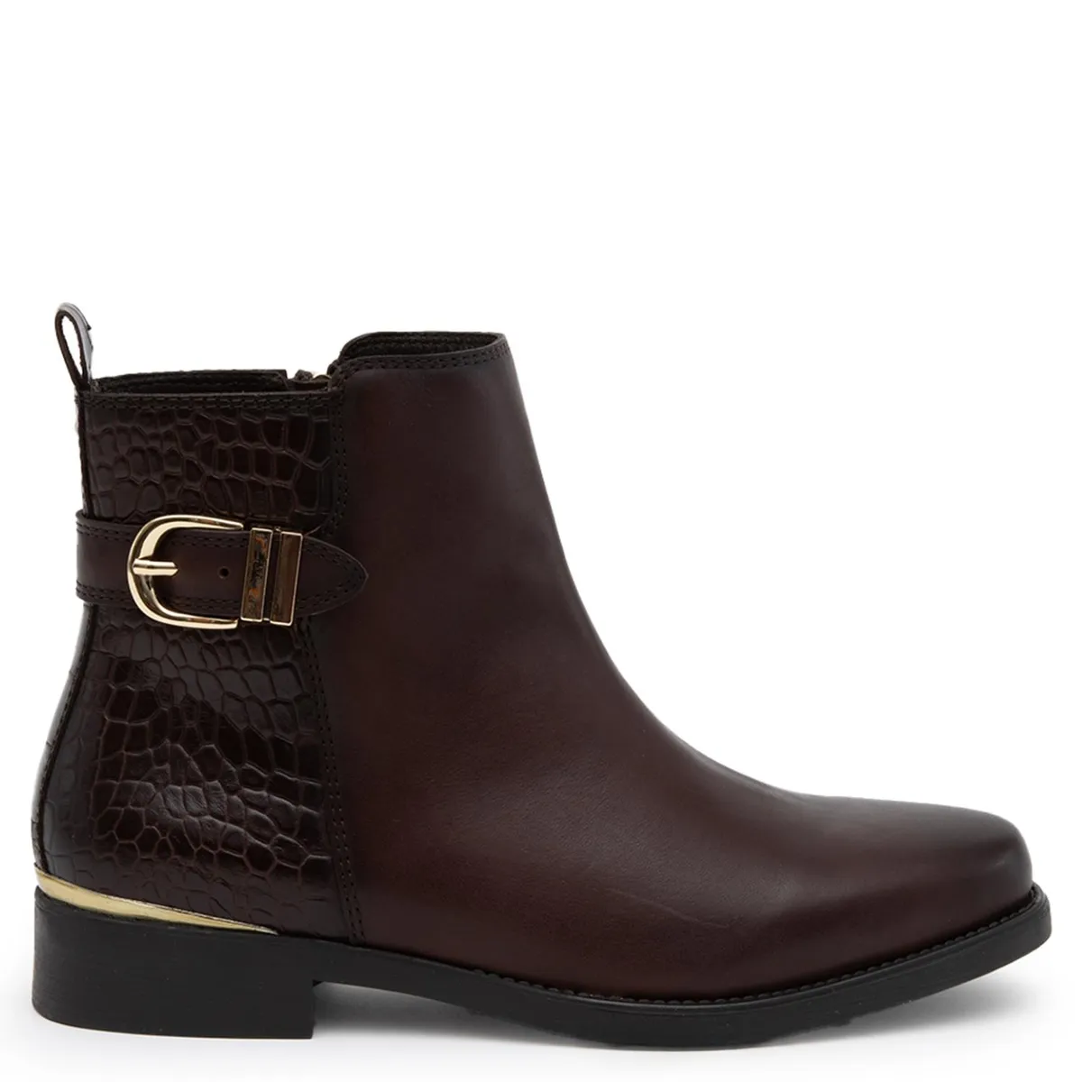 GACEL - Botin Mujer Cuero Café Oscuro Gacel