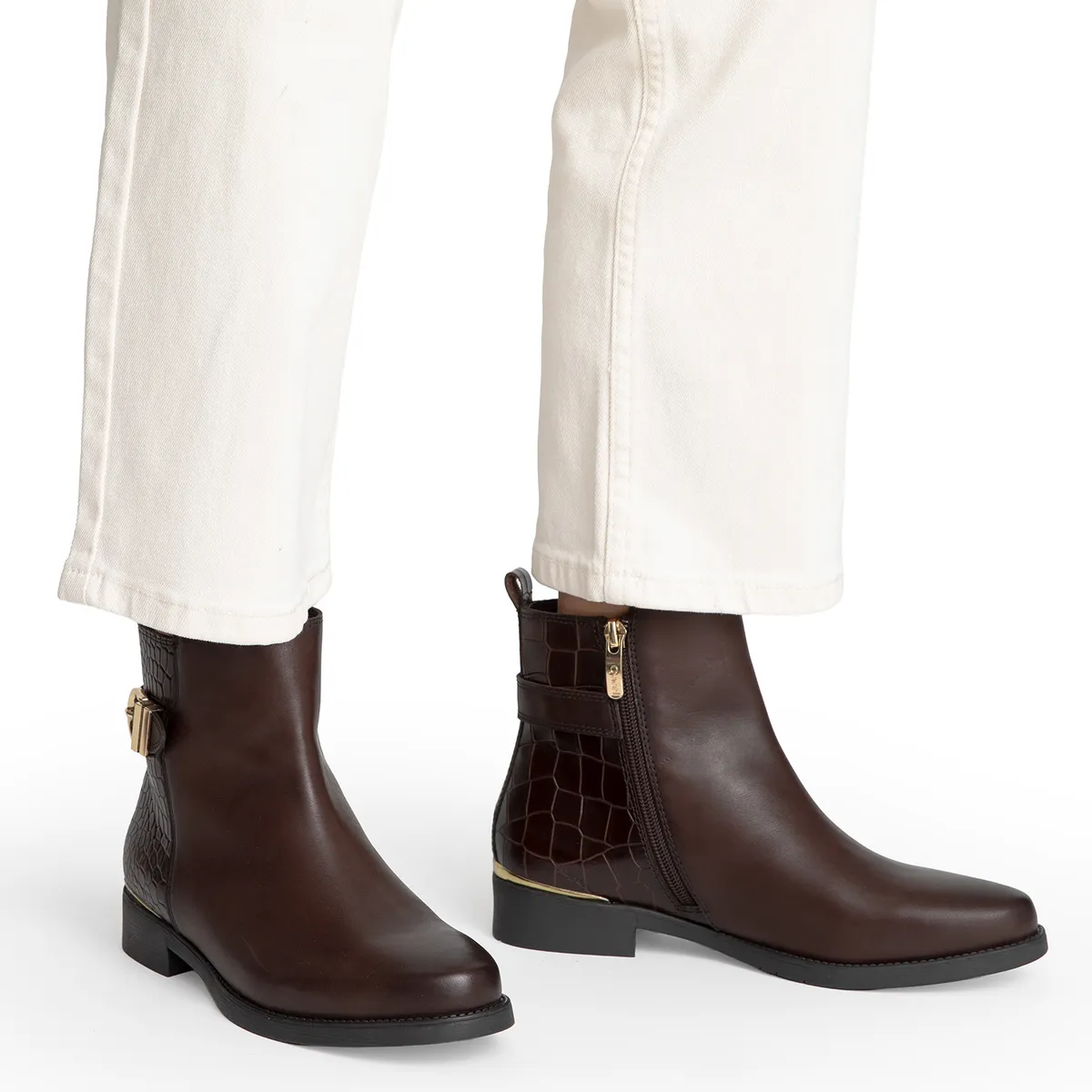 GACEL - Botin Mujer Cuero Café Oscuro Gacel