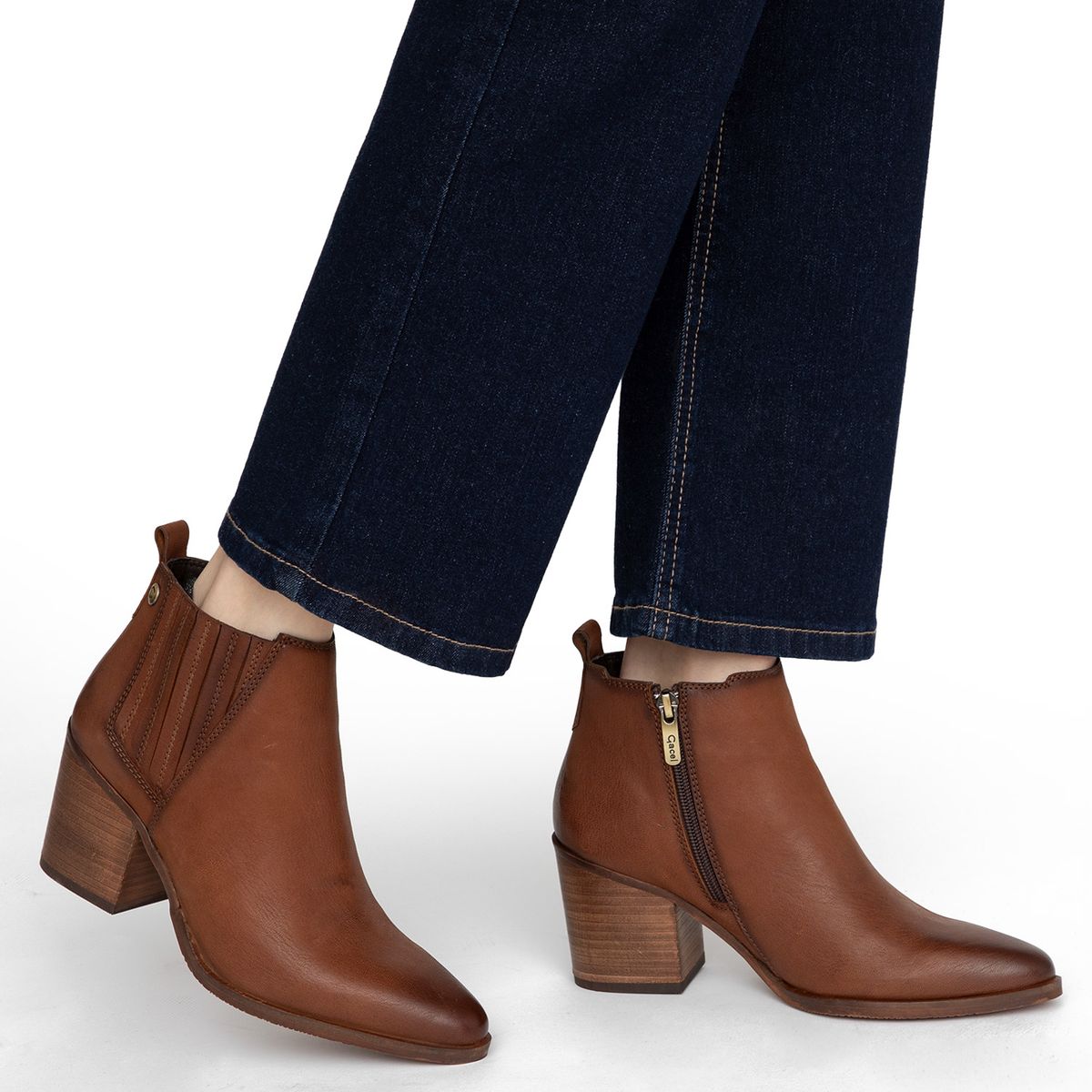 GACEL - Botin Mujer Cuero Café Gacel