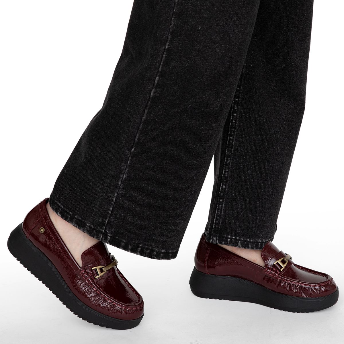 GACEL - Mocasín Mujer Cuero Burdeo Gacel