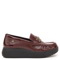 Mocasín Mujer Cuero Burdeo