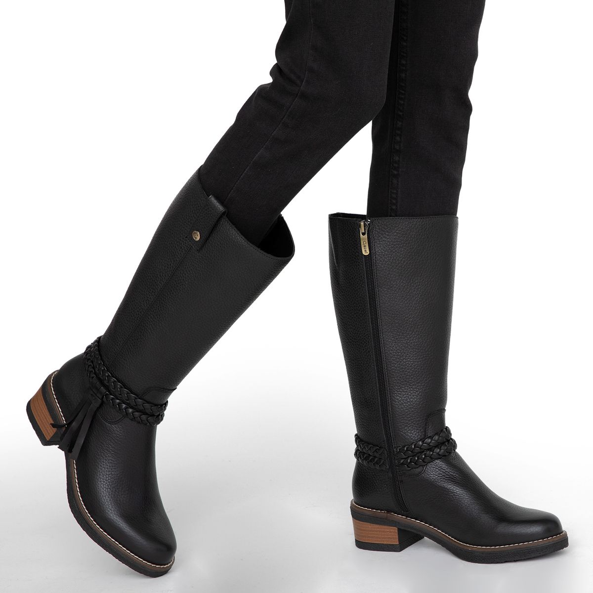 GACEL - Bota Mujer Cuero Negro Gacel