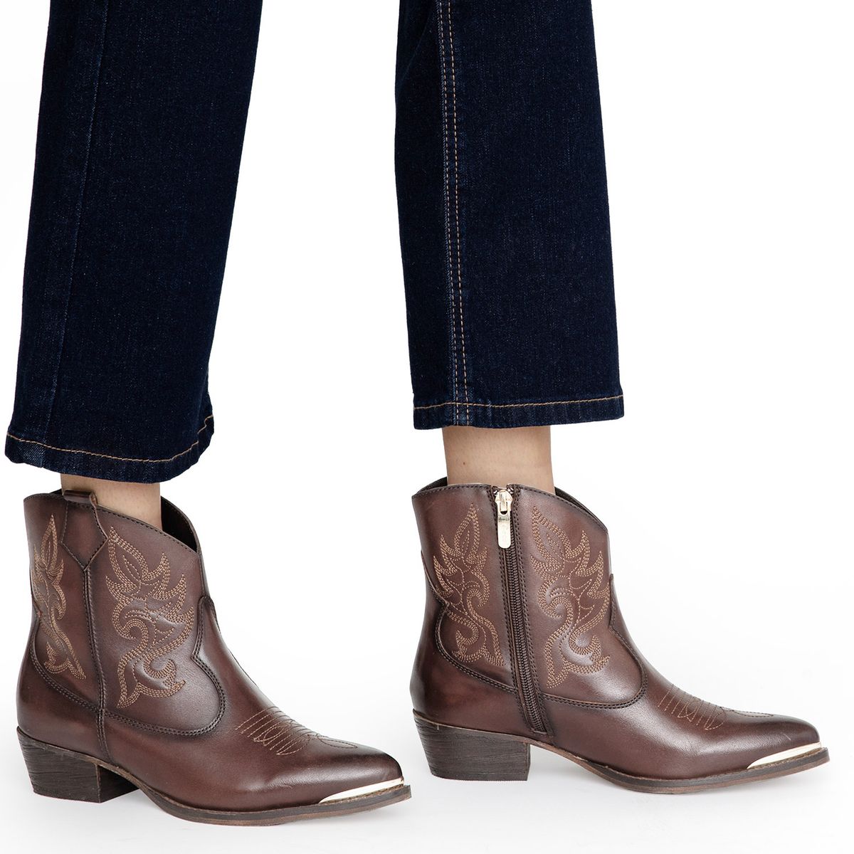 GACEL - Botin Mujer Cuero Café Oscuro Gacel