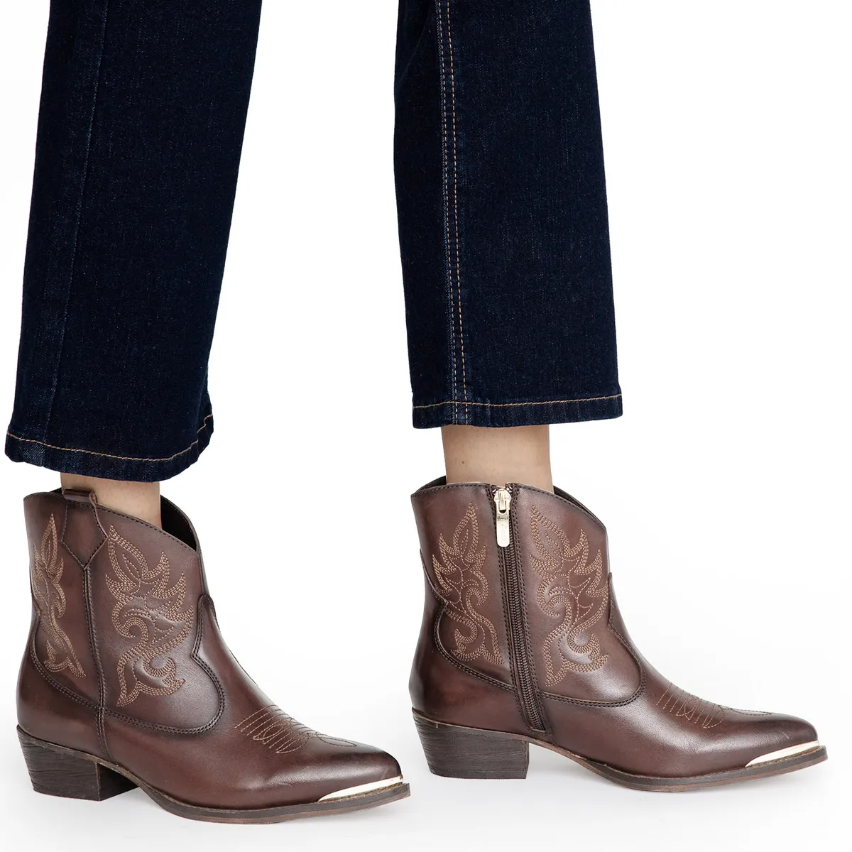 GACEL - Botin Mujer Cuero Café Oscuro Gacel