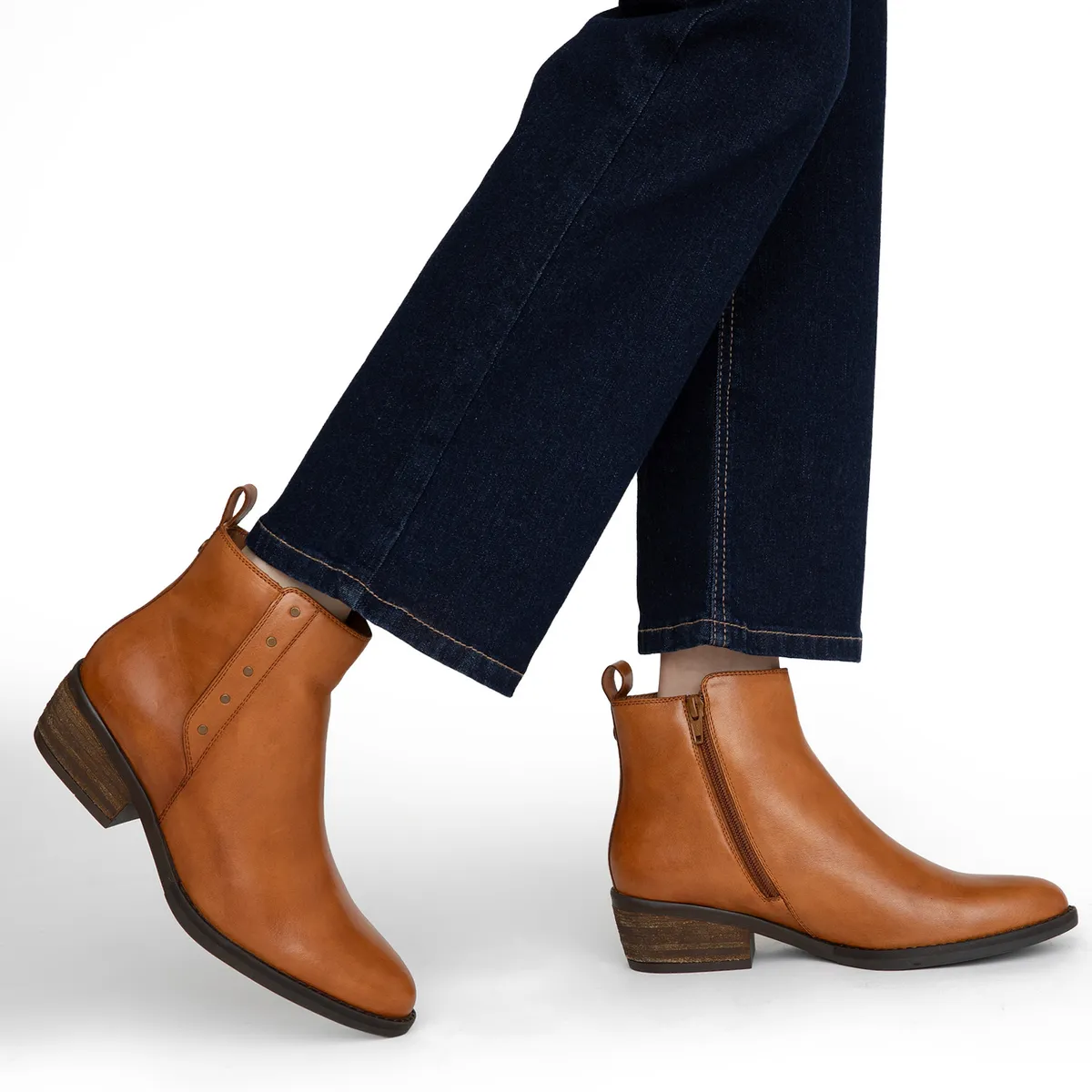 GACEL - Botin Mujer Cuero Café Gacel