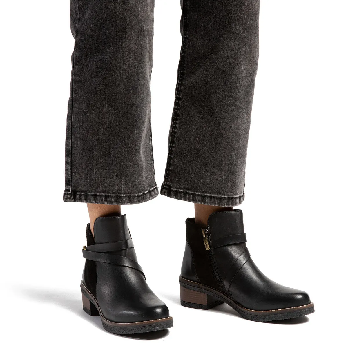 GACEL - Botin Mujer Cuero Negro Gacel