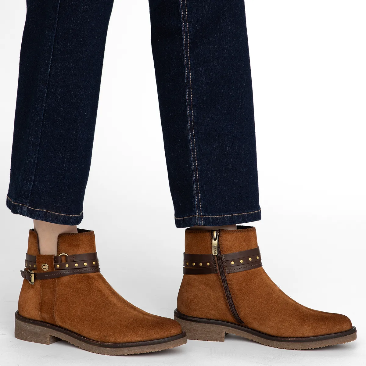 GACEL - Botin Mujer Cuero Café Gacel