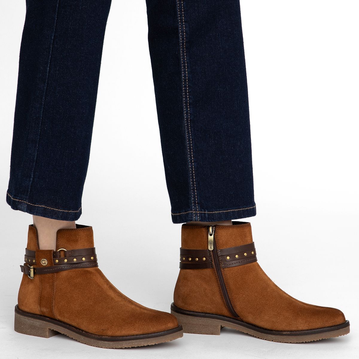 GACEL - Botin Mujer Cuero Café Gacel