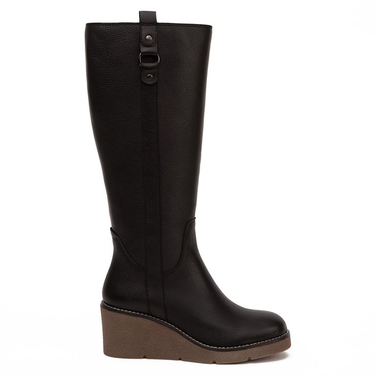 Bota Mujer Cuero Negro