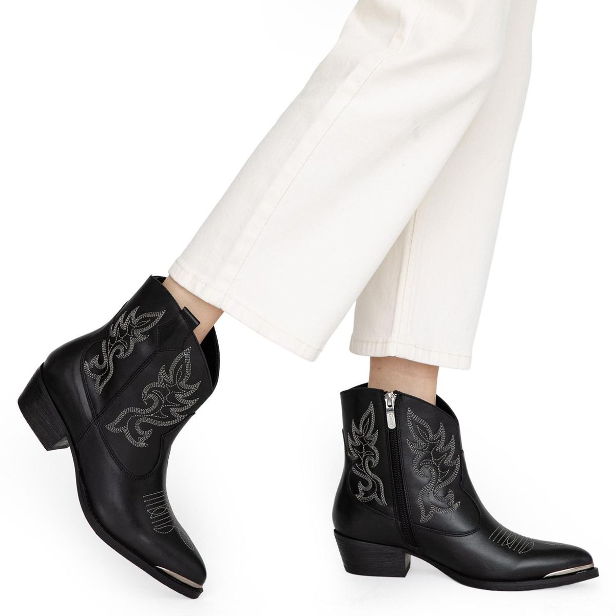 GACEL - Botin Mujer Cuero Negro Gacel
