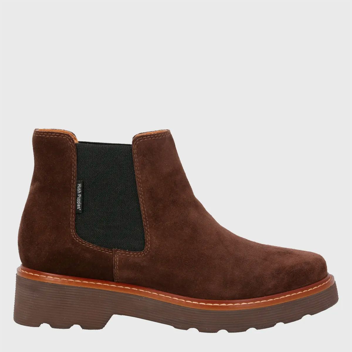 HUSH PUPPIES - Botin Mujer Cuero Café Hush Puppies