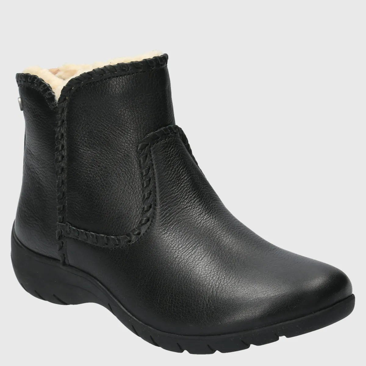 HUSH PUPPIES - Botin Mujer Cuero Negro Hush Puppies