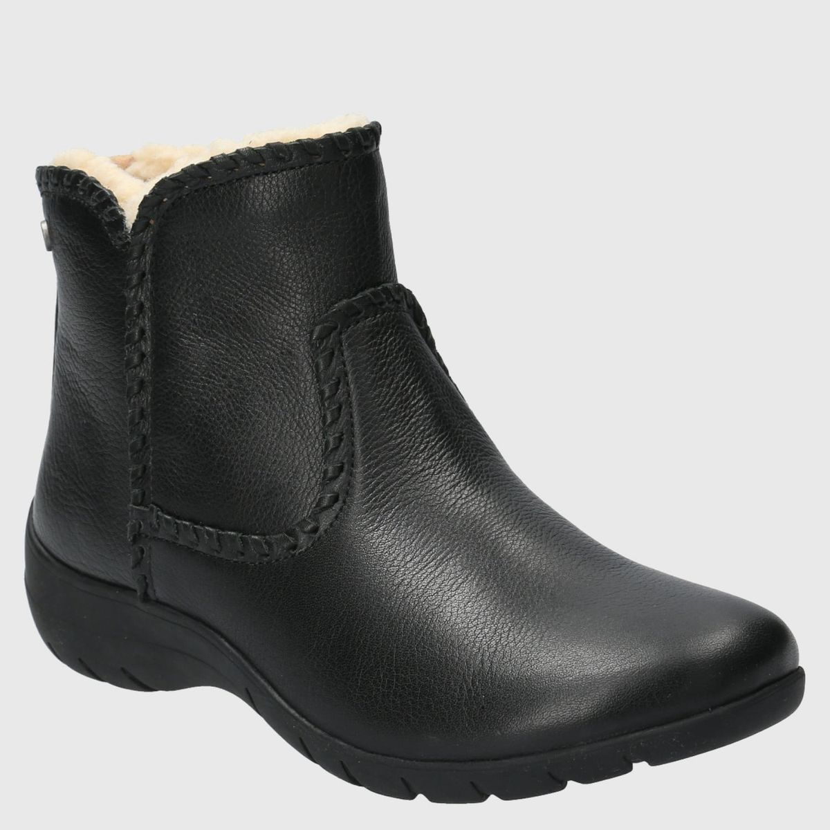 HUSH PUPPIES - Botin Mujer Cuero Negro Hush Puppies