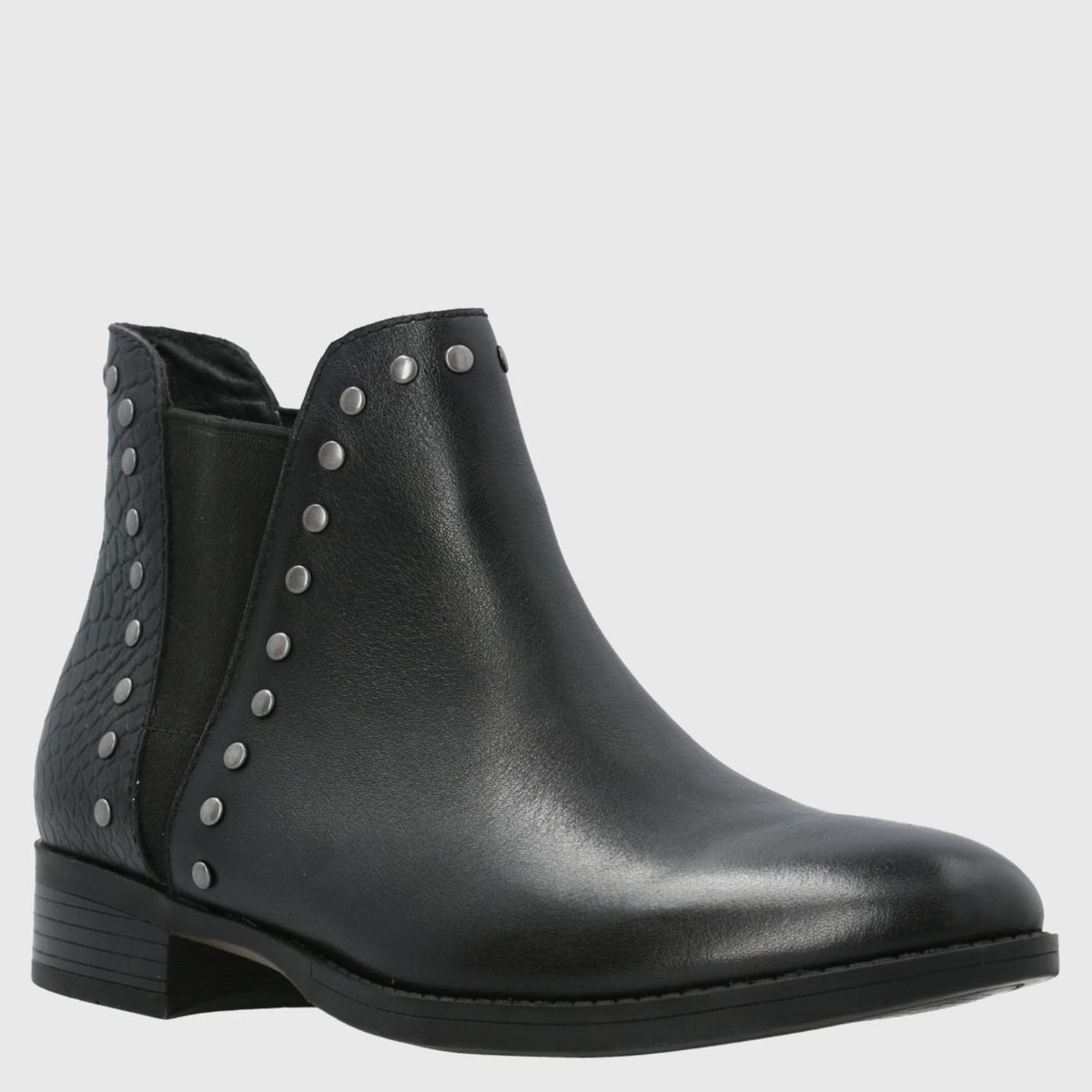 HUSH PUPPIES - Botin Mujer Cuero Negro Hush Puppies