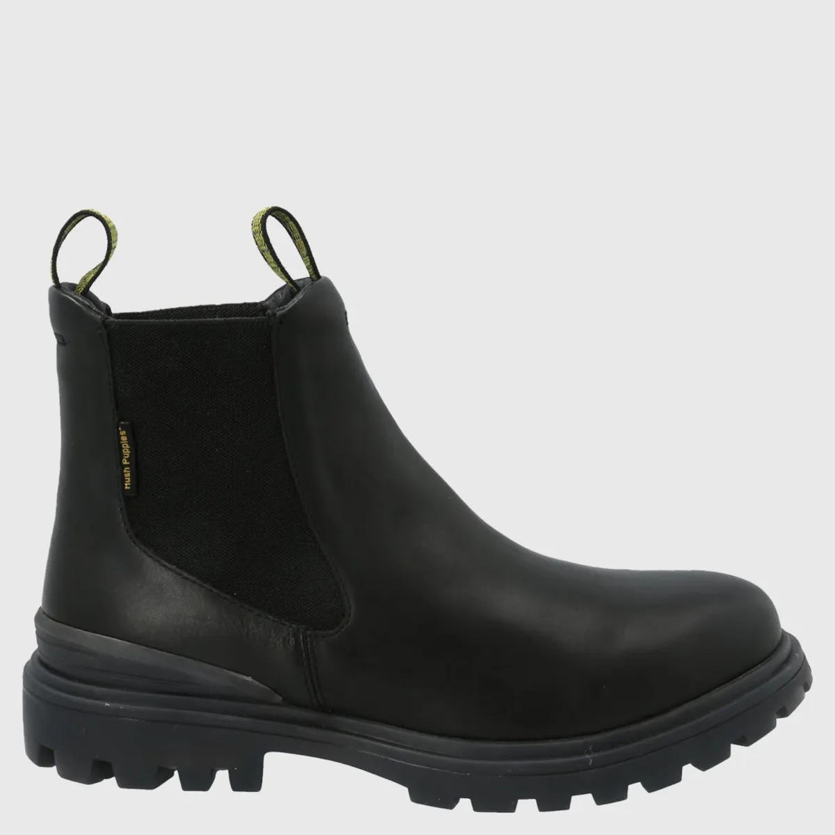 HUSH PUPPIES - Botin Mujer Cuero Negro Hush Puppies