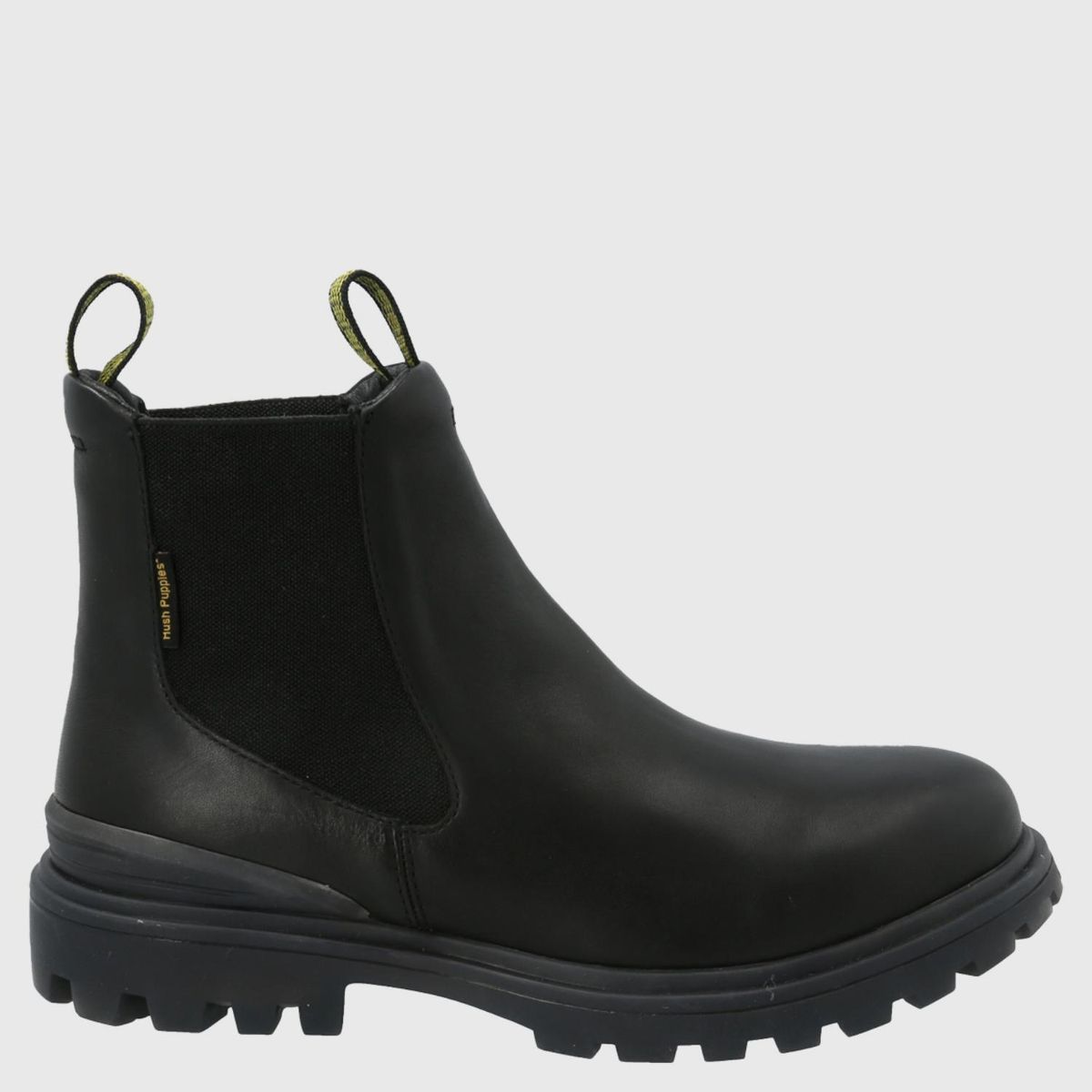 HUSH PUPPIES - Botin Mujer Cuero Negro Hush Puppies