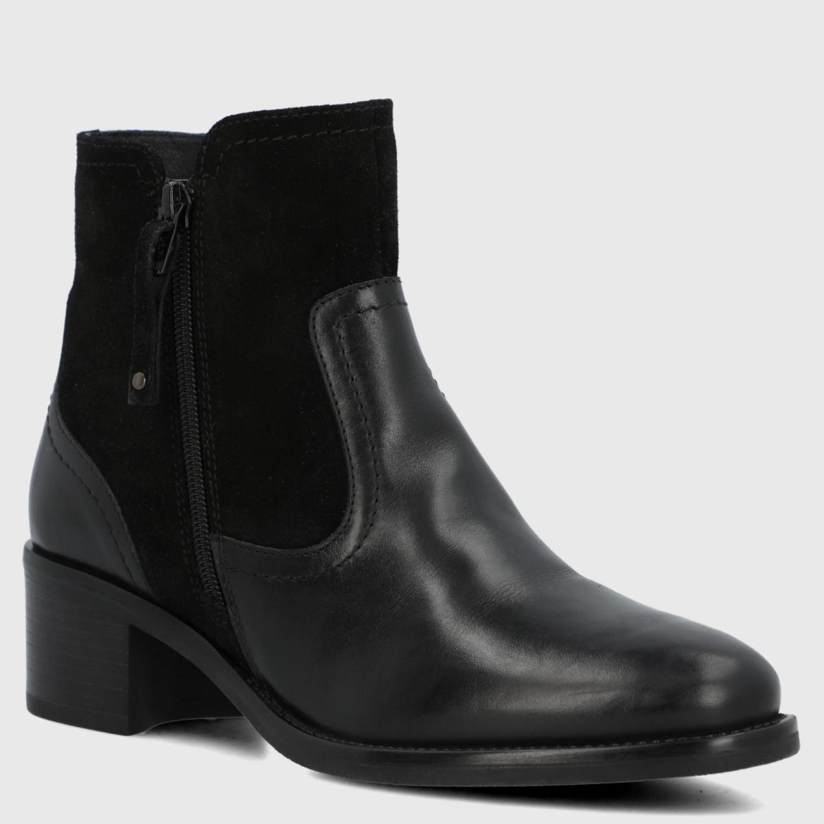 HUSH PUPPIES - Botin Mujer Cuero Negro Hush Puppies