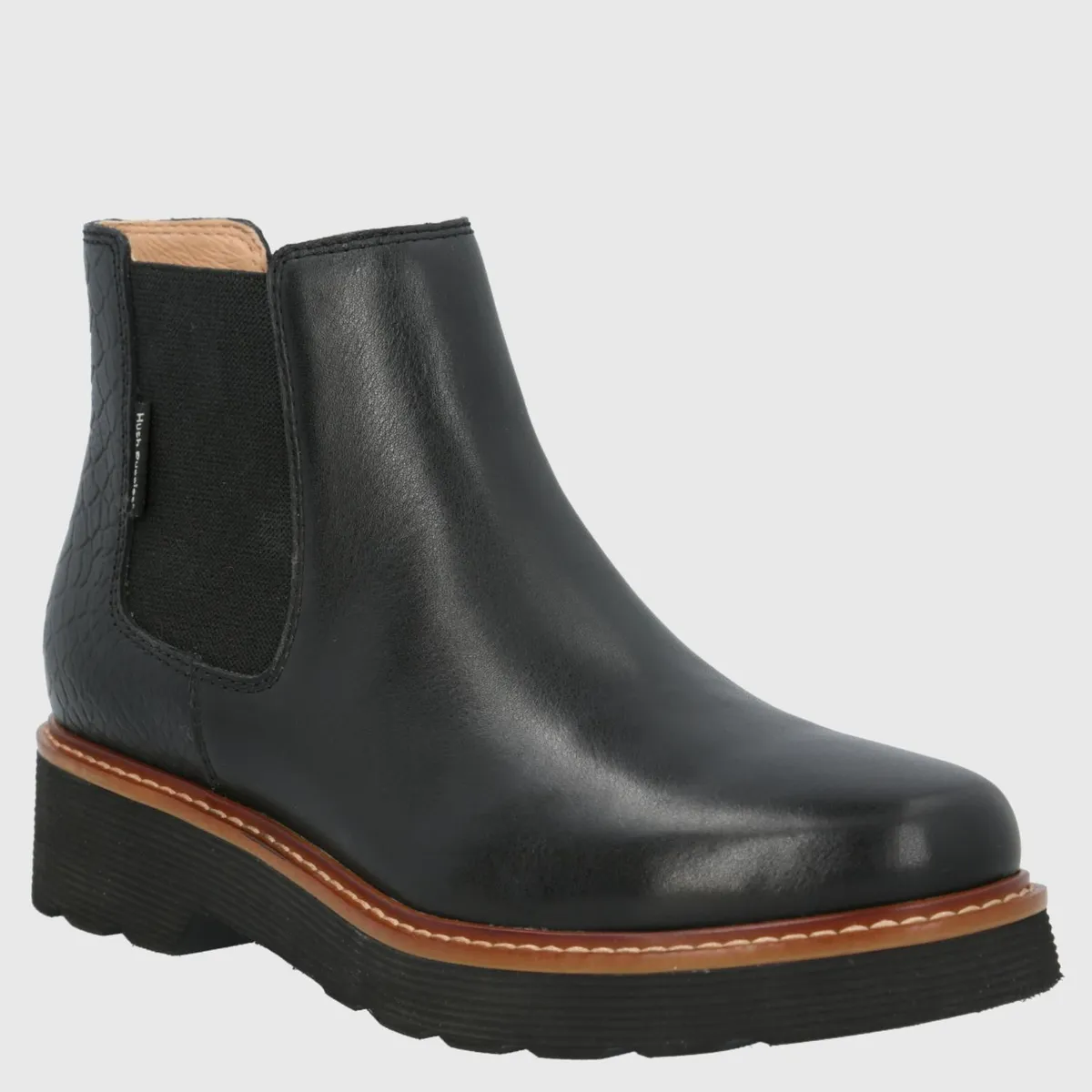 HUSH PUPPIES - Botin Mujer Cuero Negro Hush Puppies