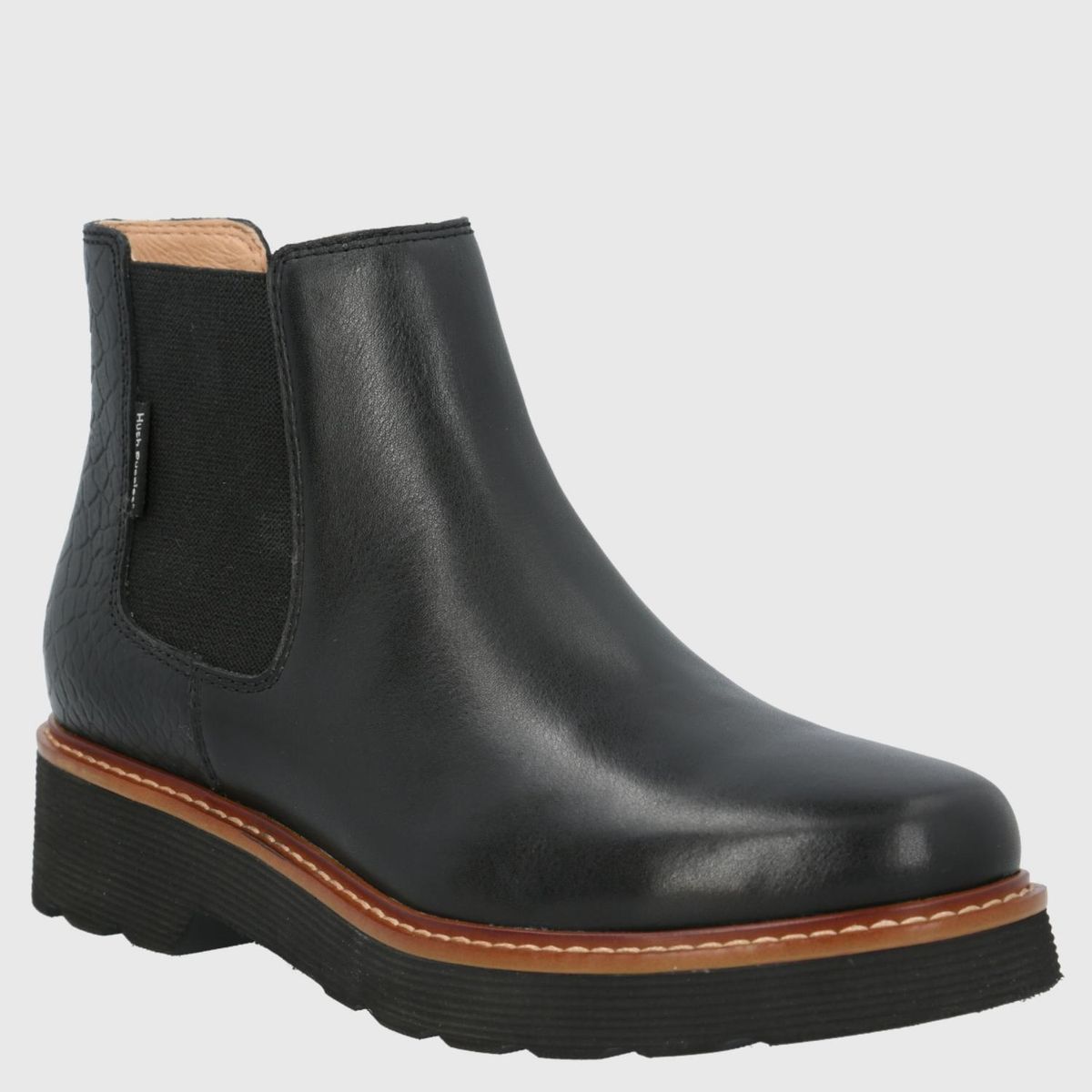 HUSH PUPPIES - Botin Mujer Cuero Negro Hush Puppies