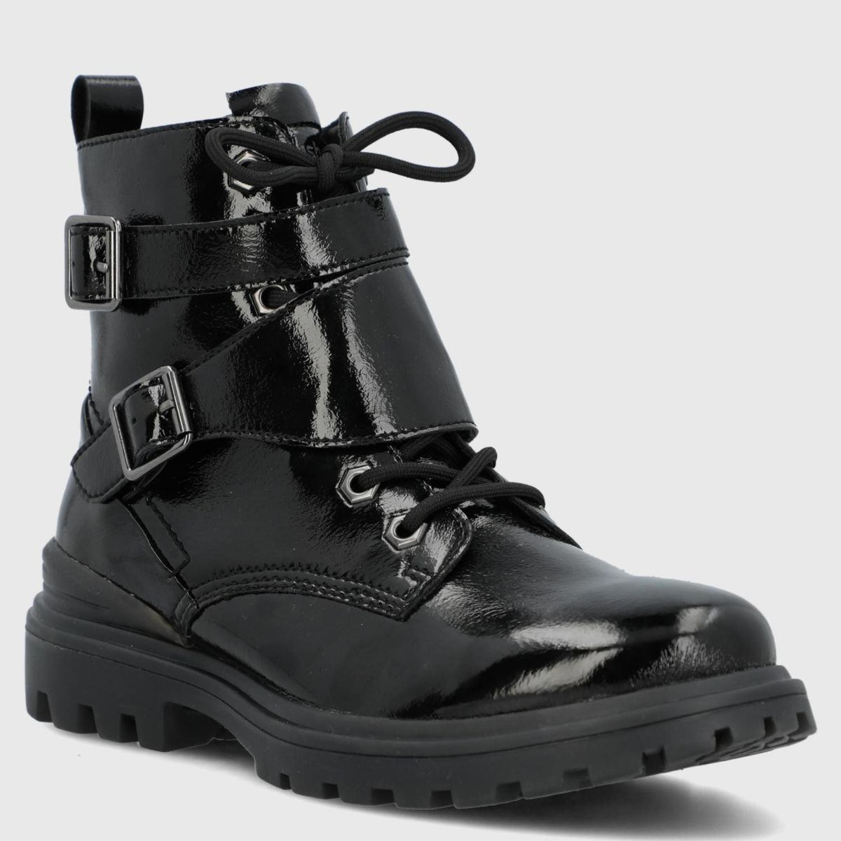 HUSH PUPPIES - Botin Mujer Cuero Negro Hush Puppies