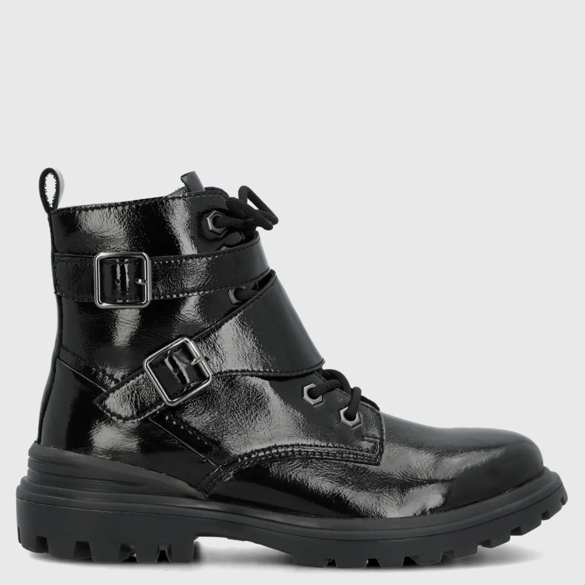 HUSH PUPPIES - Botin Mujer Cuero Negro Hush Puppies