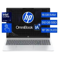 HP - Notebook Omnibook 5 16-AF1072LA Intel Core Ultra 7 255U con IA 16GB 512GB SSD Gen4 Táctil 16" 2K