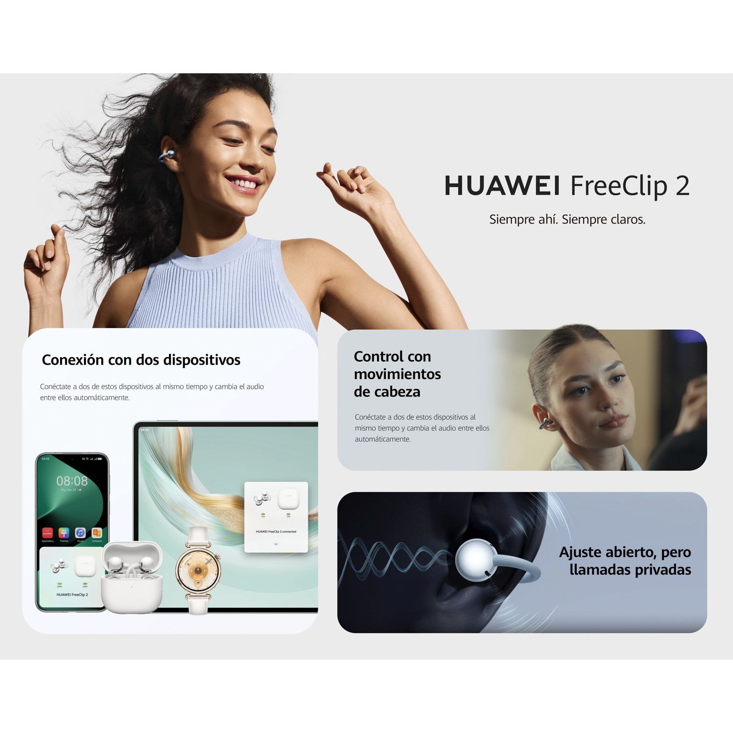 HUAWEI Audífonos Bluetooth Huawei FreeClip 2 | Falabella Chile