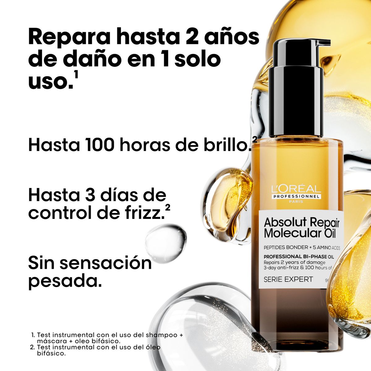 LOREAL PROFESSIONNEL - Set Profesional Reparación Molecular Shampoo 300ml + Aceite Bifásico 90ml Absolut Repair Molecular
