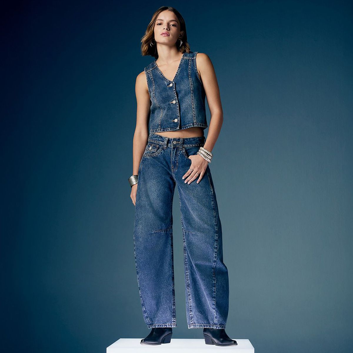 AMERICANINO - Jeans Balloon Tiro Medio Mujer Americanino