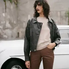 HER - Chaqueta Bomber 100% Cuero Mujer