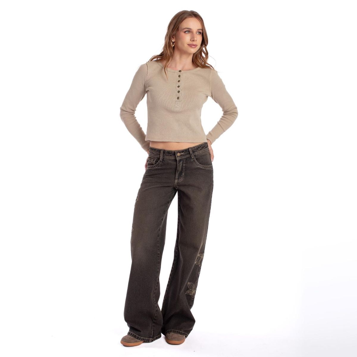 EFESIS - Jeans Wide Leg Tiro Medio Mujer Efesis