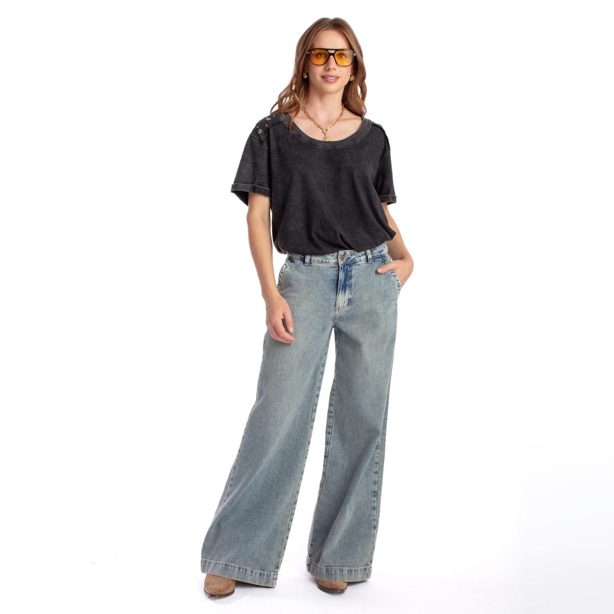 EFESIS - Jeans Wide Leg Tiro Medio Mujer Efesis