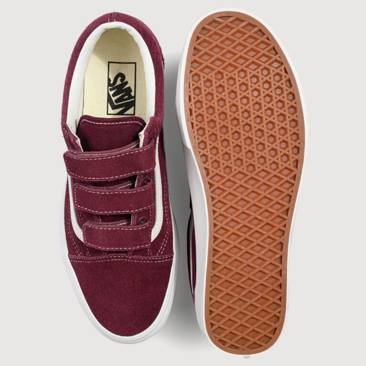 VANS - Old Skool V Zapatilla Urbana Mujer Cuero Burdeo Vans