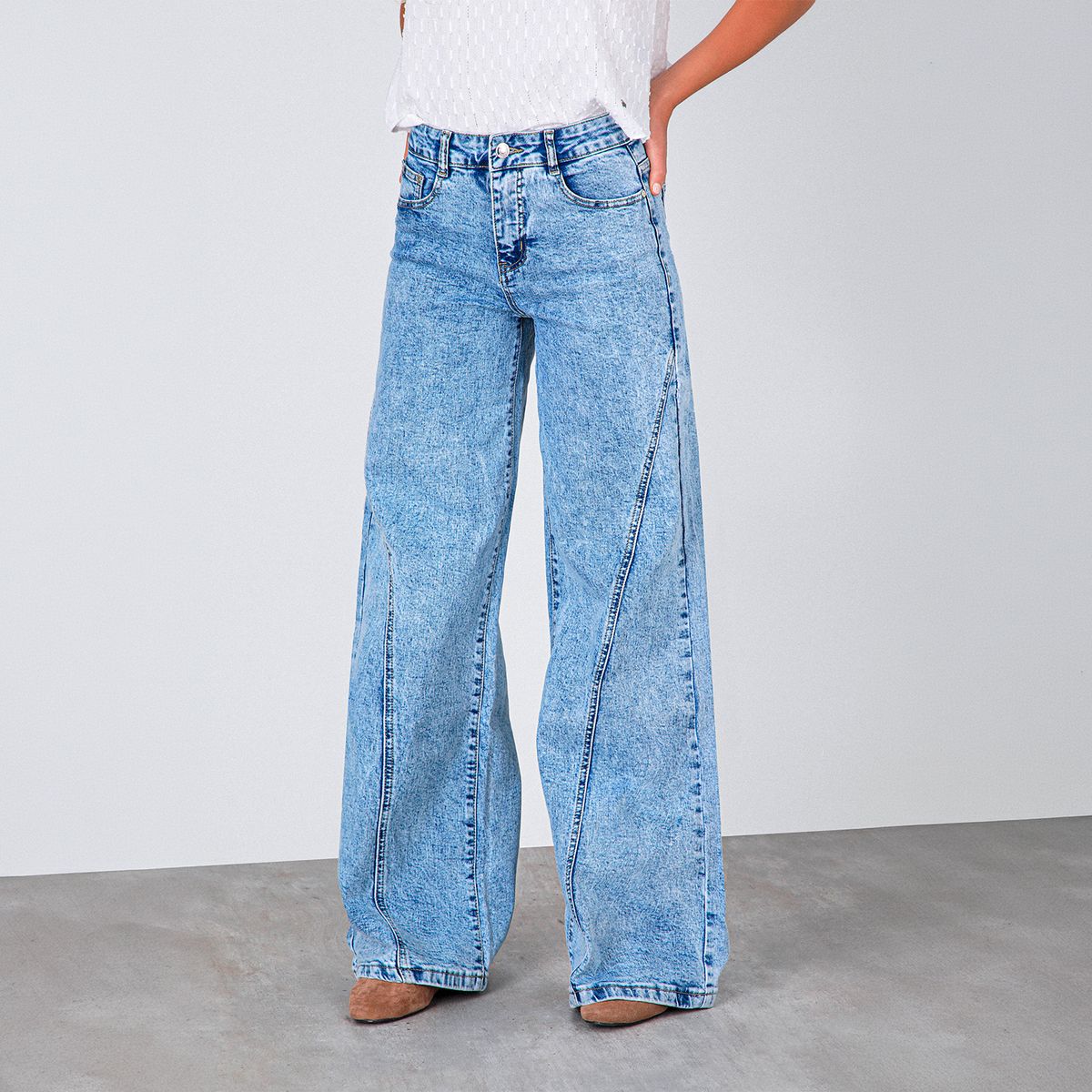 RAINDOOR - Pantalón Wide Leg Tiro Medio Mujer Raindoor