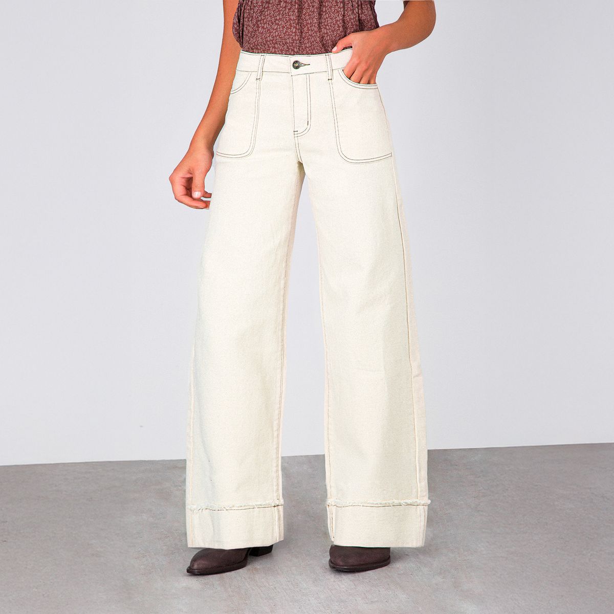 RAINDOOR - Pantalón Wide Leg Tiro Medio Mujer Raindoor